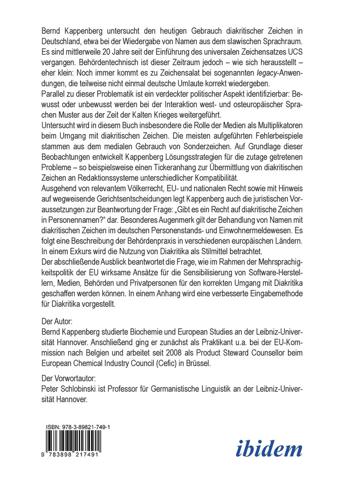 Zeichen setzen für Europa. Der Gebrauch europäischer lateinischer Sonderzeichen in der deutschen Öffentlichkeit. Mit einem Vorwort von Peter Schlobinski