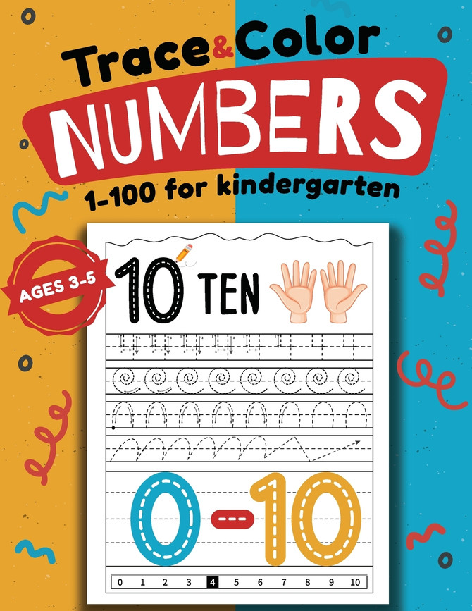 Trace & Color Numbers 1-100 for Kindergarten