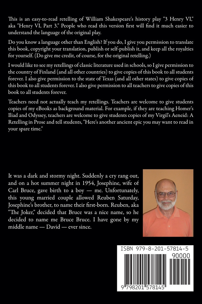 William Shakespeare's  3 Henry VI, aka Henry VI, Part 3