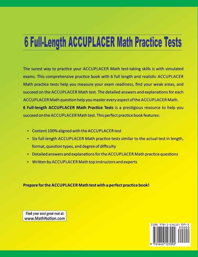 6 Full-Length Accuplacer Math Practice Tests