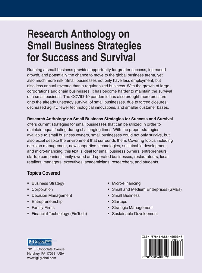 Research Anthology on Small Business Strategies for Success and Survival, VOL 3