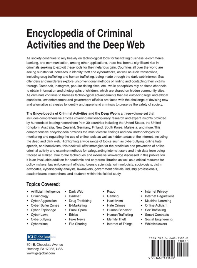 Encyclopedia of Criminal Activities and the Deep Web, VOL 1