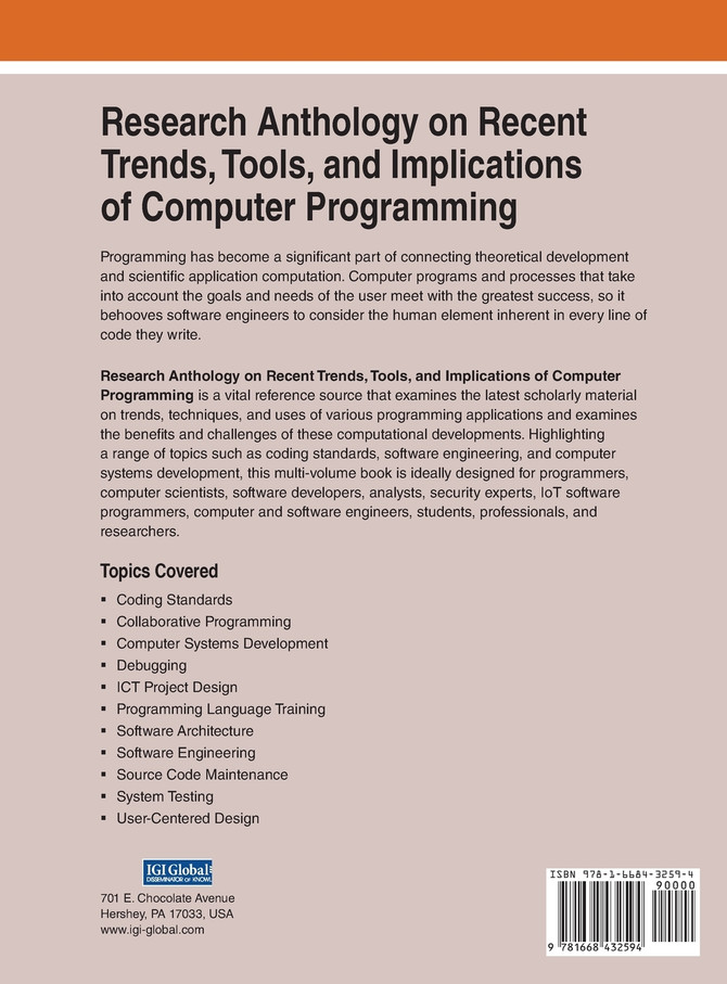 Research Anthology on Recent Trends, Tools, and Implications of Computer Programming, VOL 2