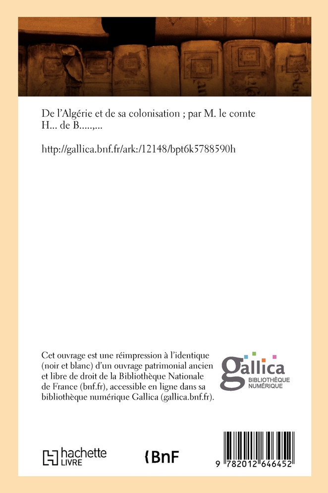 De l'Algérie et de sa colonisation (Éd.1834)