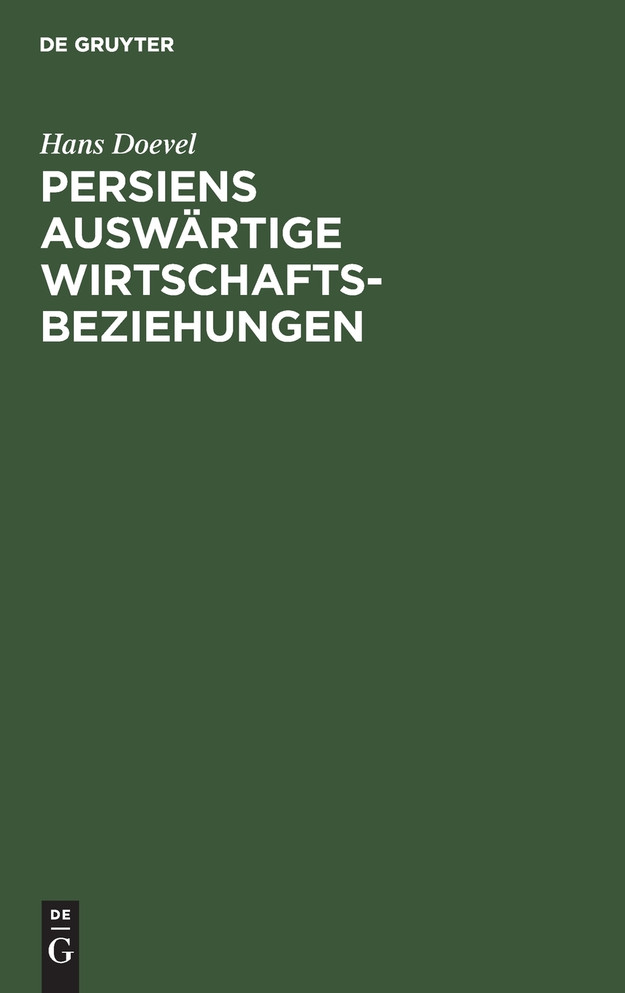 Persiens auswärtige Wirtschaftsbeziehungen