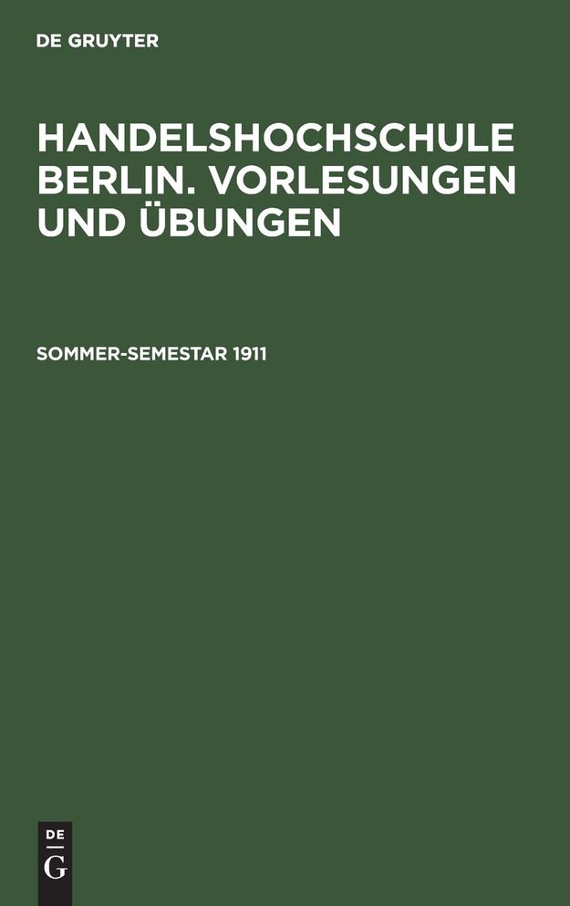 Sommer-Semestar 1911