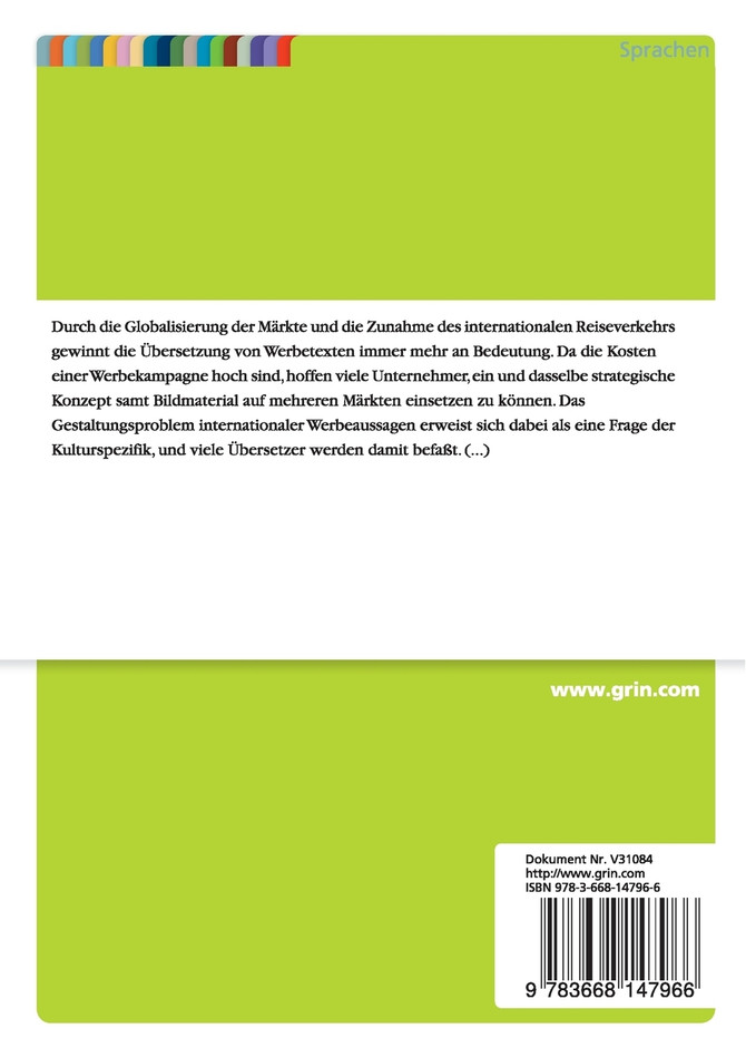 Das Übersetzen von Werbetexten. Auf der Suche nach einem geeigneten Übersetzungsverfahren