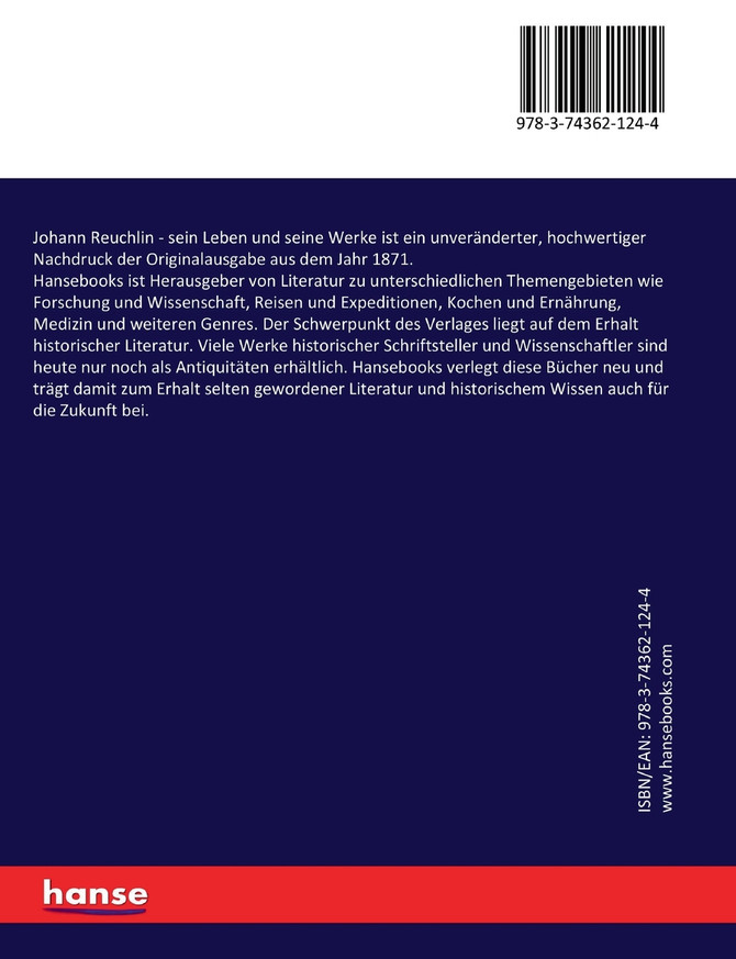 Johann Reuchlin - sein Leben und seine Werke