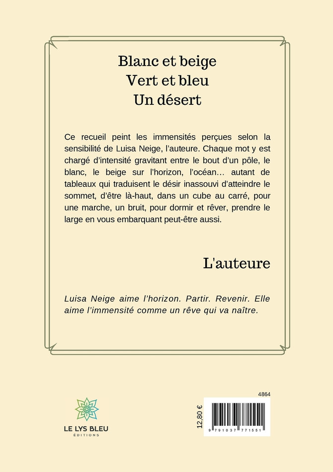 Blanc et beige Vert et bleu Un désert