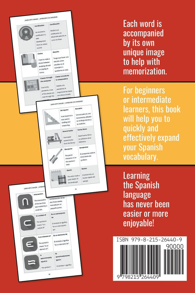 Visual Spanish 4 - (B/W version) - Teaching - 250 Words, Images, and Examples Sentences to Learn Spanish Vocabulary