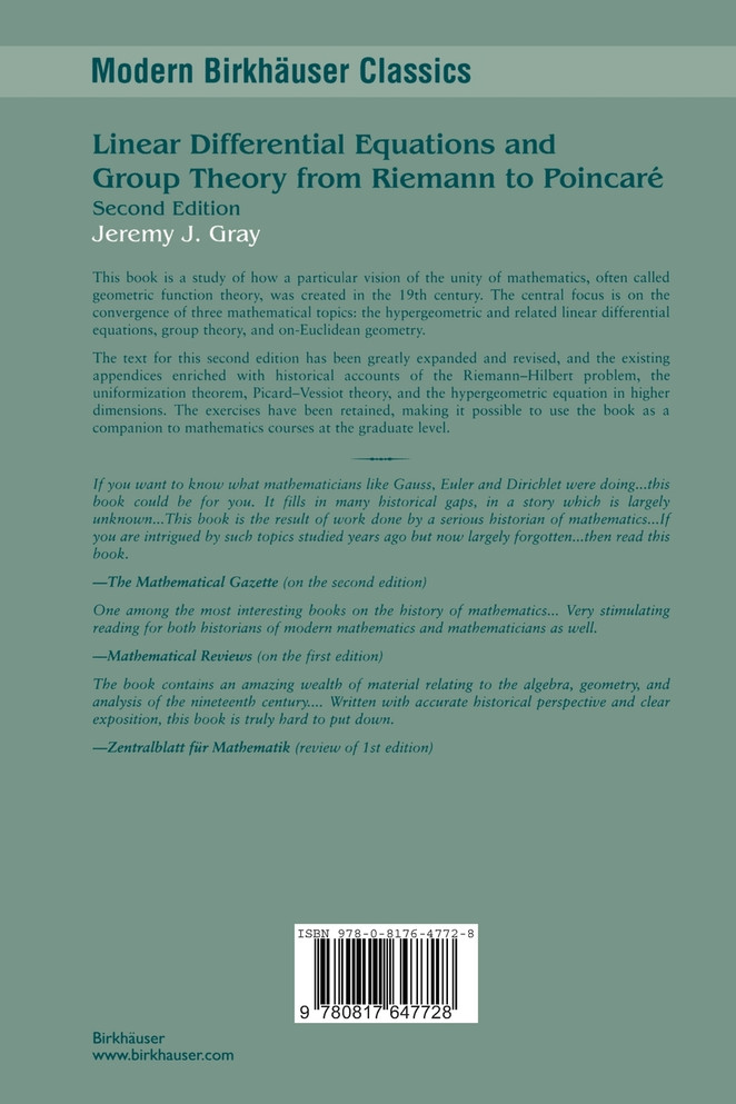 Linear Differential Equations and Group Theory from Riemann to Poincare