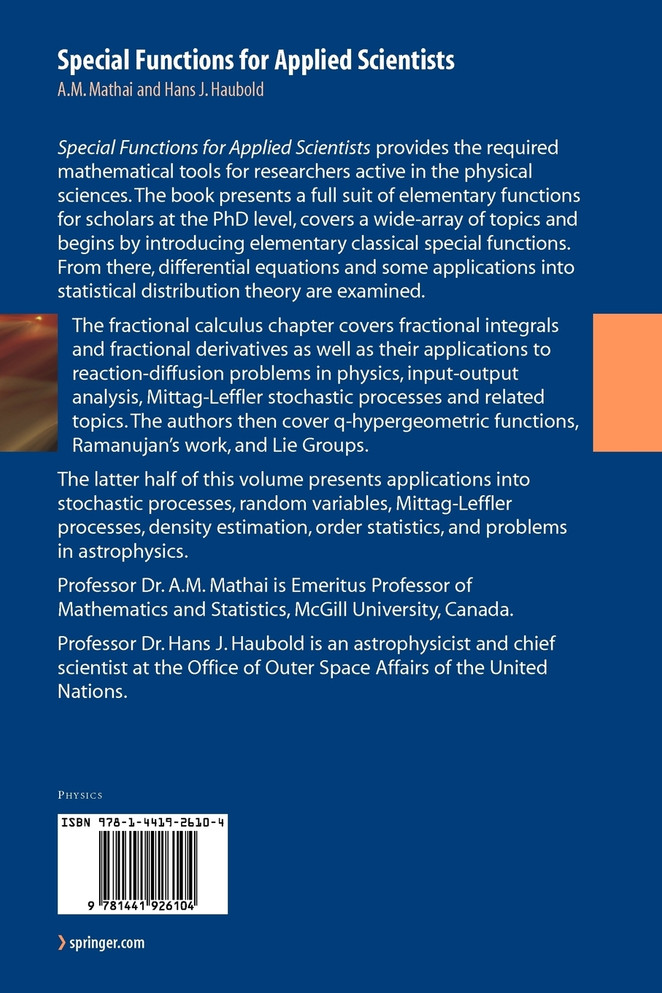 Special Functions for Applied Scientists
