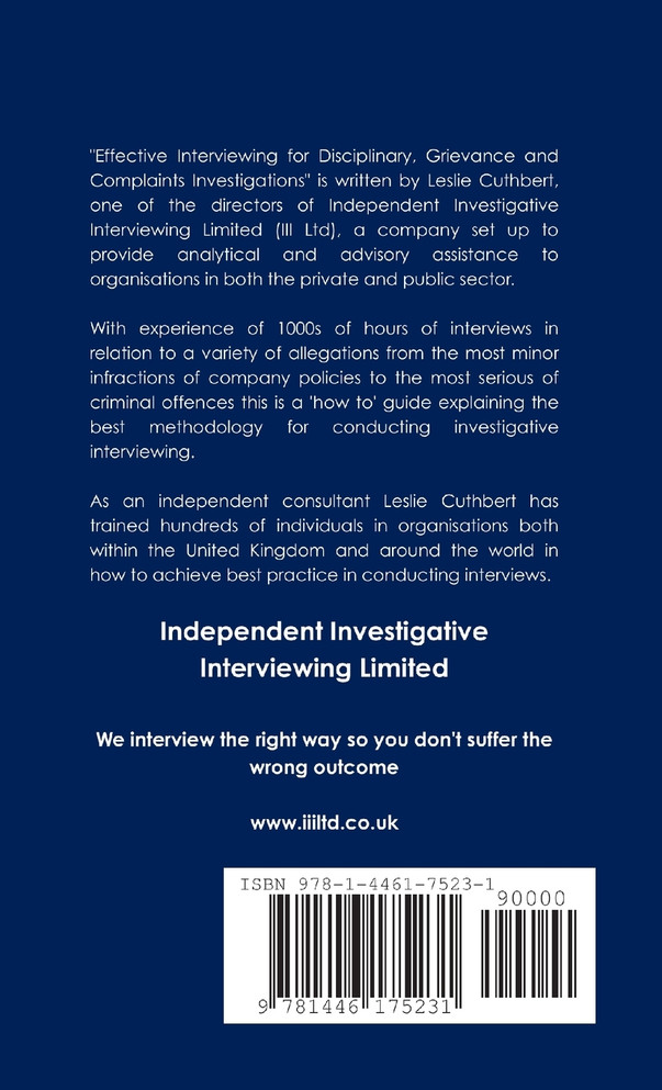 Effective Interviewing for Disciplinary, Grievance and Complaints Investigations