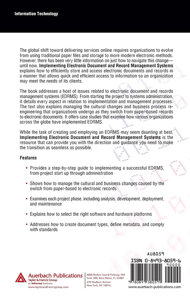 Implementing Electronic Document and Record Management Systems