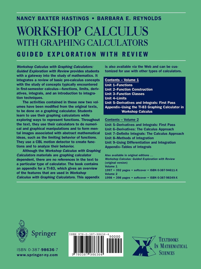 Workshop Calculus with Graphing Calculators