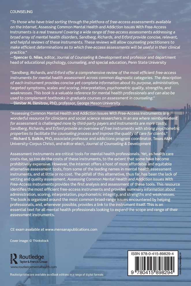 Assessing Common Mental Health and Addiction Issues With Free-Access Instruments