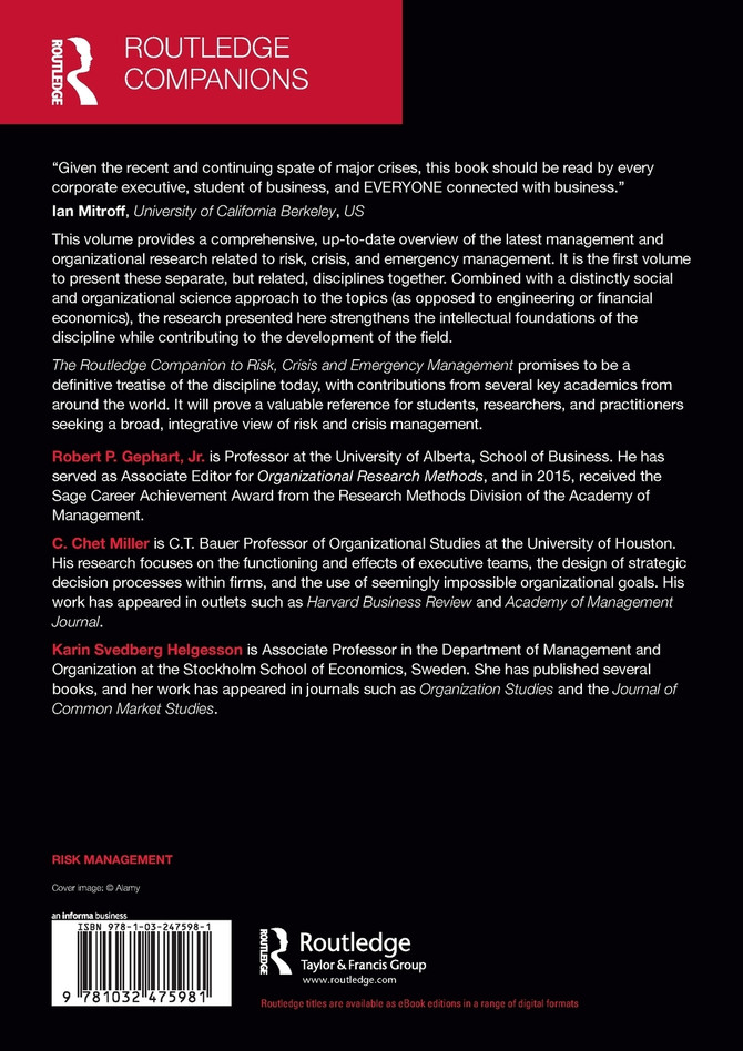 The Routledge Companion to Risk, Crisis and Emergency Management