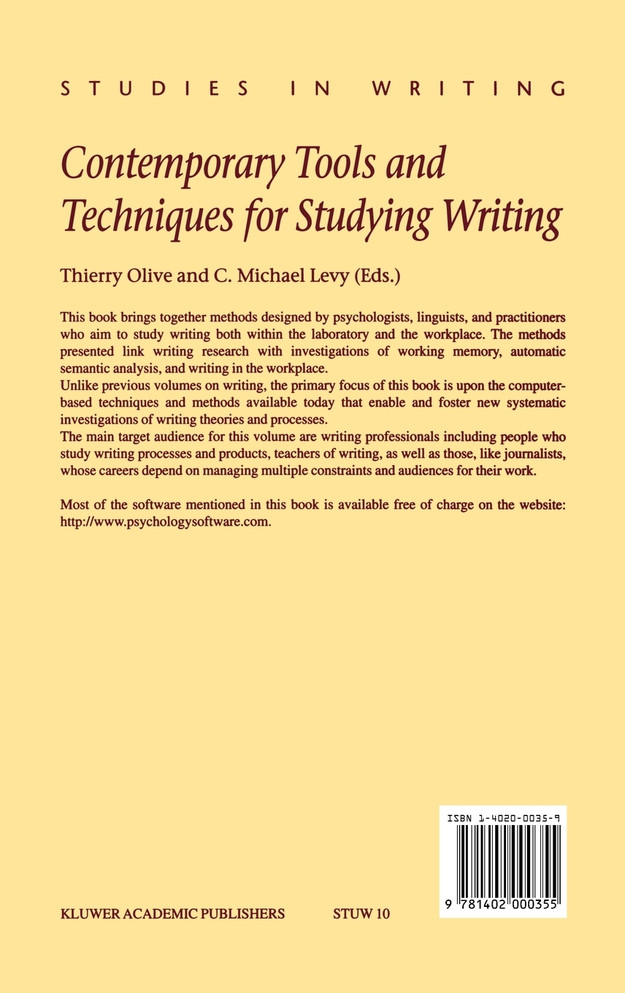 Contemporary Tools and Techniques for Studying Writing