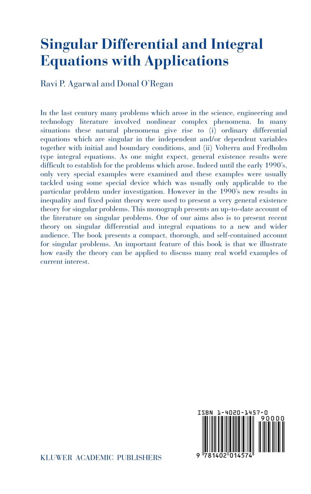 Singular Differential and Integral Equations with Applications