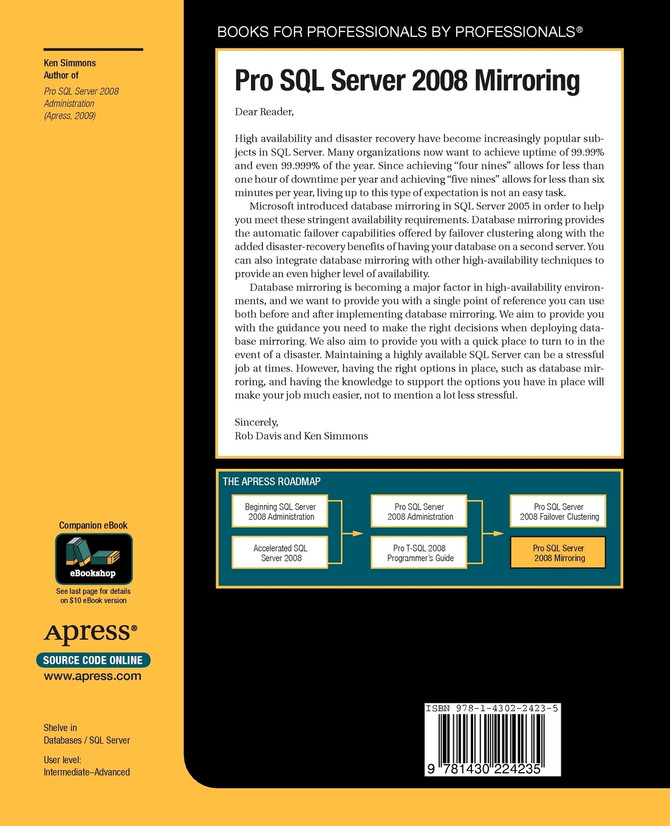 Pro SQL Server 2008 Mirroring
