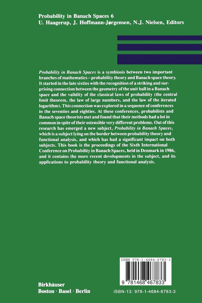 Probability in Banach Spaces 6