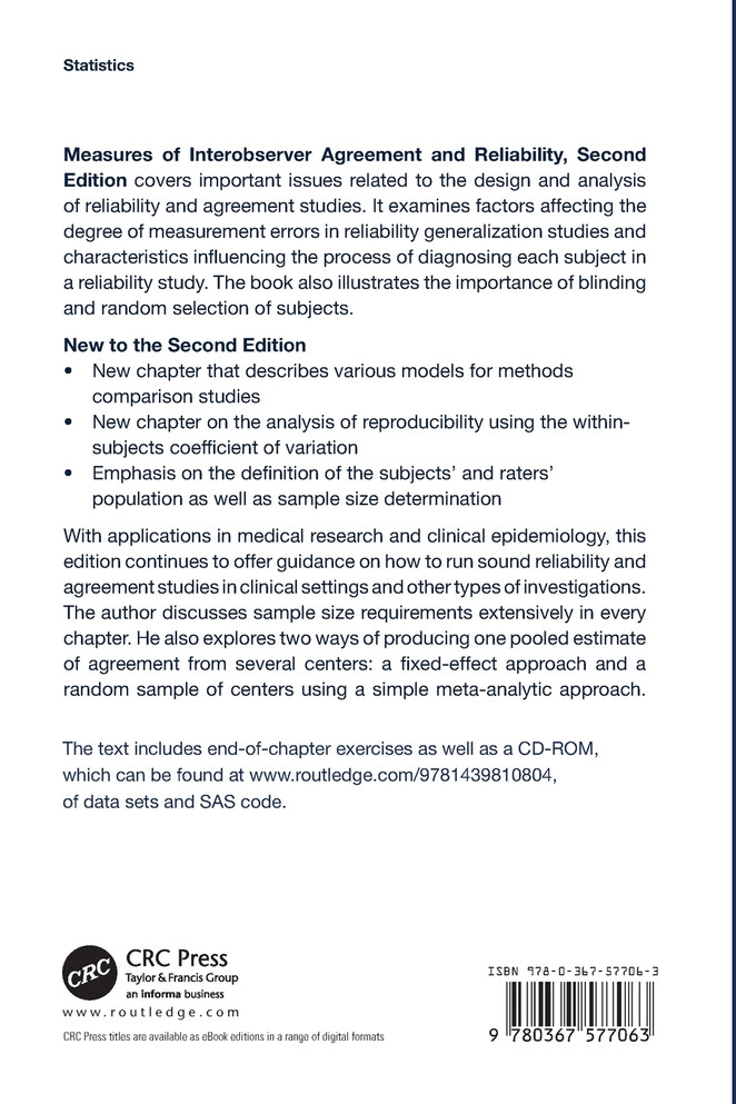 Measures of Interobserver Agreement and Reliability