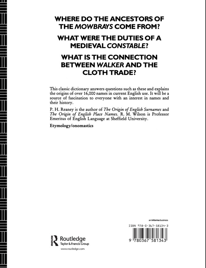 A Dictionary of English Surnames