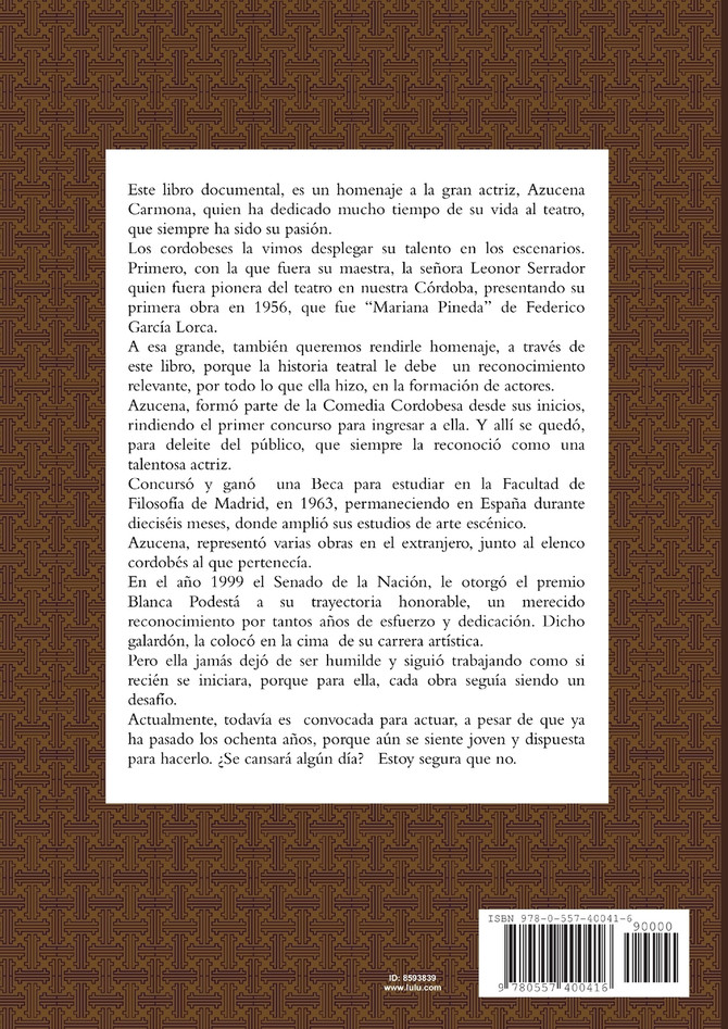 AZUCENA CARMONA-UNA VIDA DEDICADA AL TEATRO (PRIMERA PARTE)