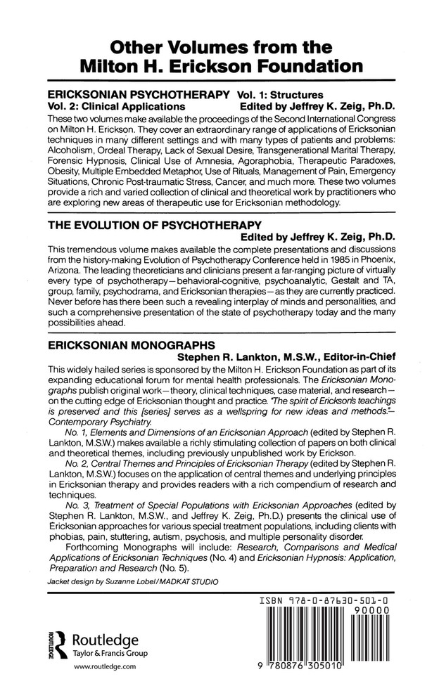 Developing Ericksonian Therapy