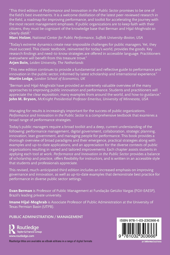 Performance and Innovation in the Public Sector