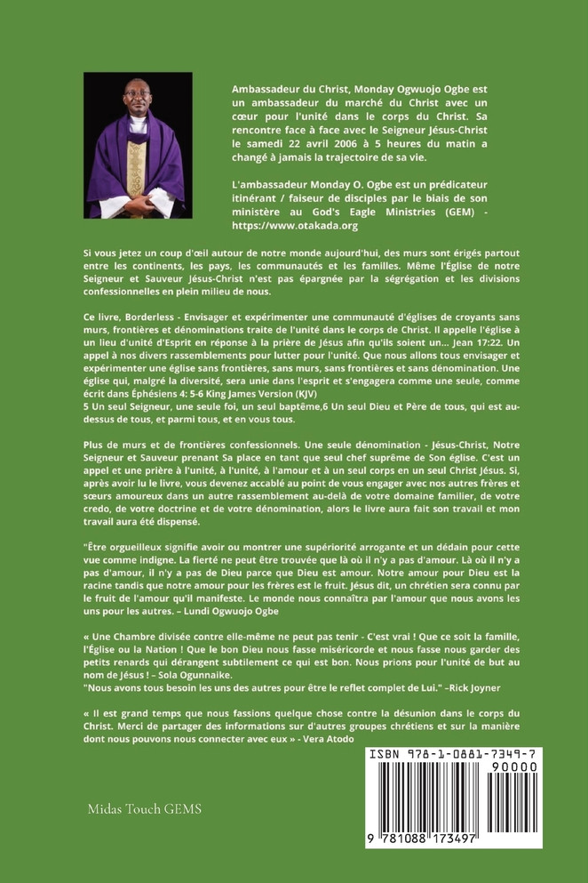 Sans frontière Isioning et Vivre Env une église de la communauté des croyants sans murs,