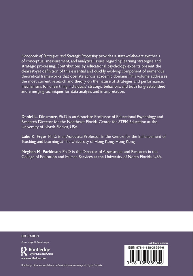 Handbook of Strategies and Strategic Processing