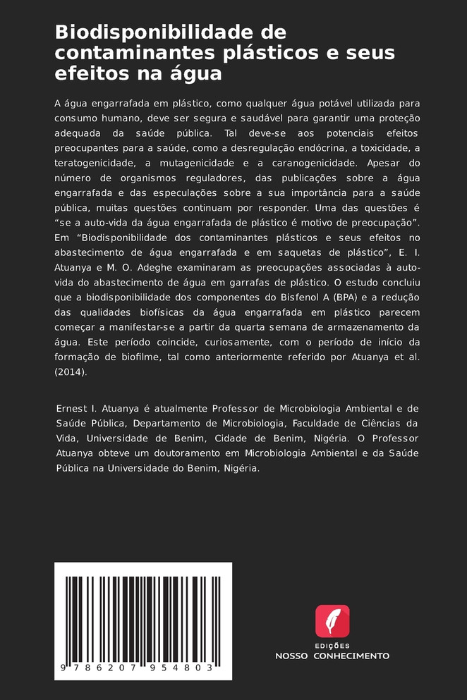 Biodisponibilidade de contaminantes plásticos e seus efeitos na água