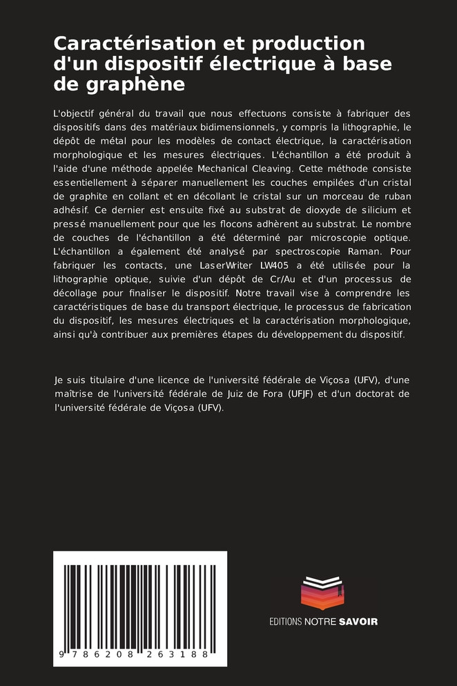 Caractérisation et production d'un dispositif électrique à base de graphène