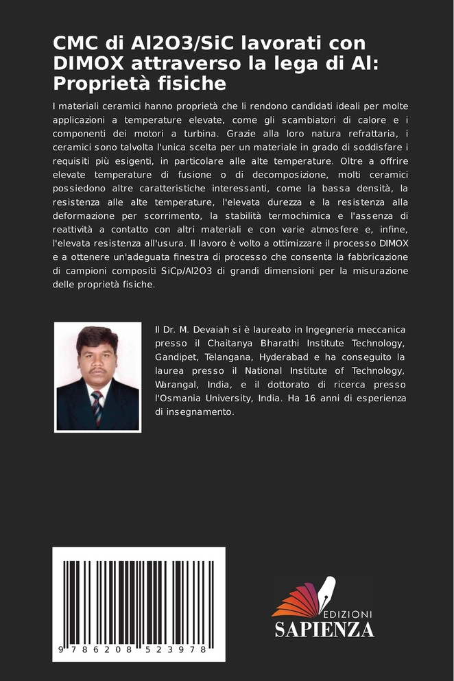 CMC di Al2O3/SiC lavorati con DIMOX attraverso la lega di Al