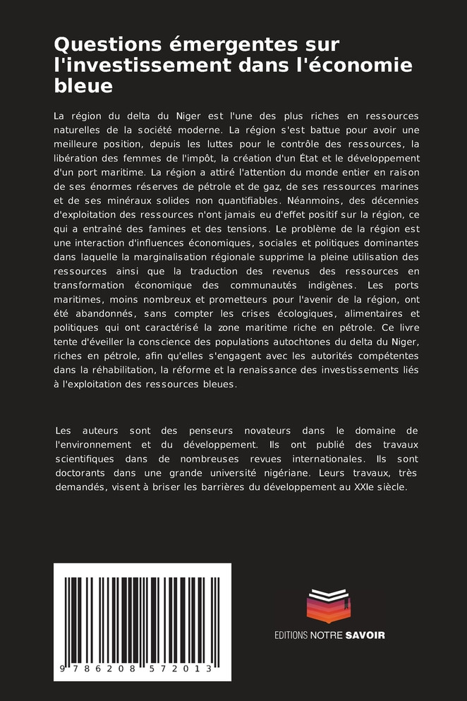Questions émergentes sur l'investissement dans l'économie bleue
