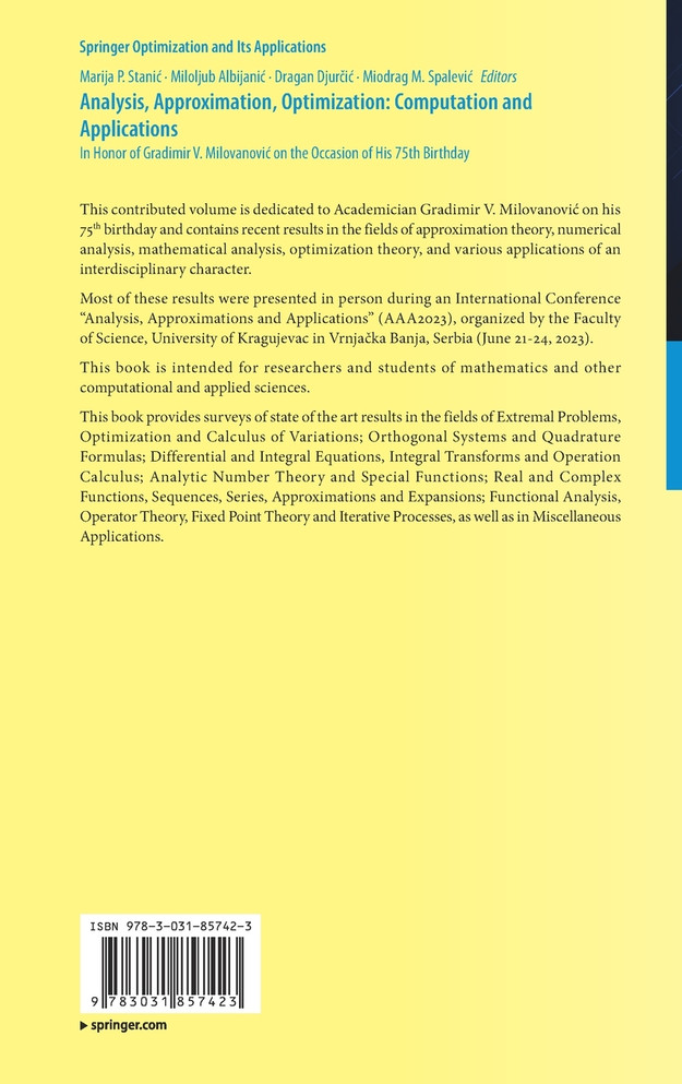 Analysis, Approximation, Optimization