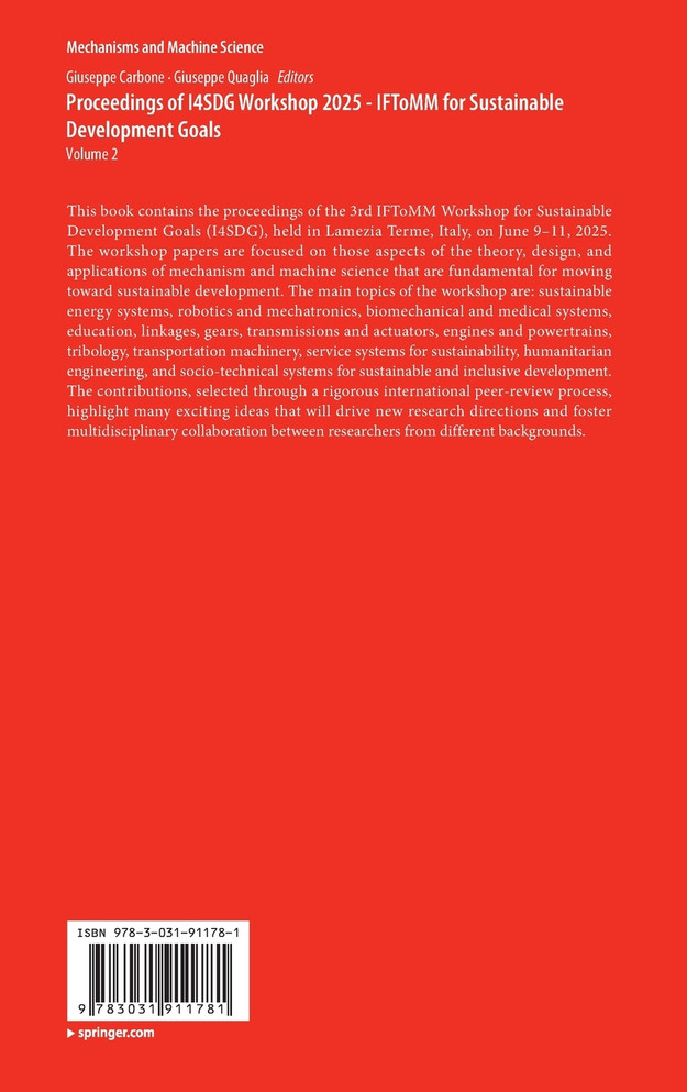 Proceedings of I4SDG Workshop 2025 - IFToMM for Sustainable Development Goals