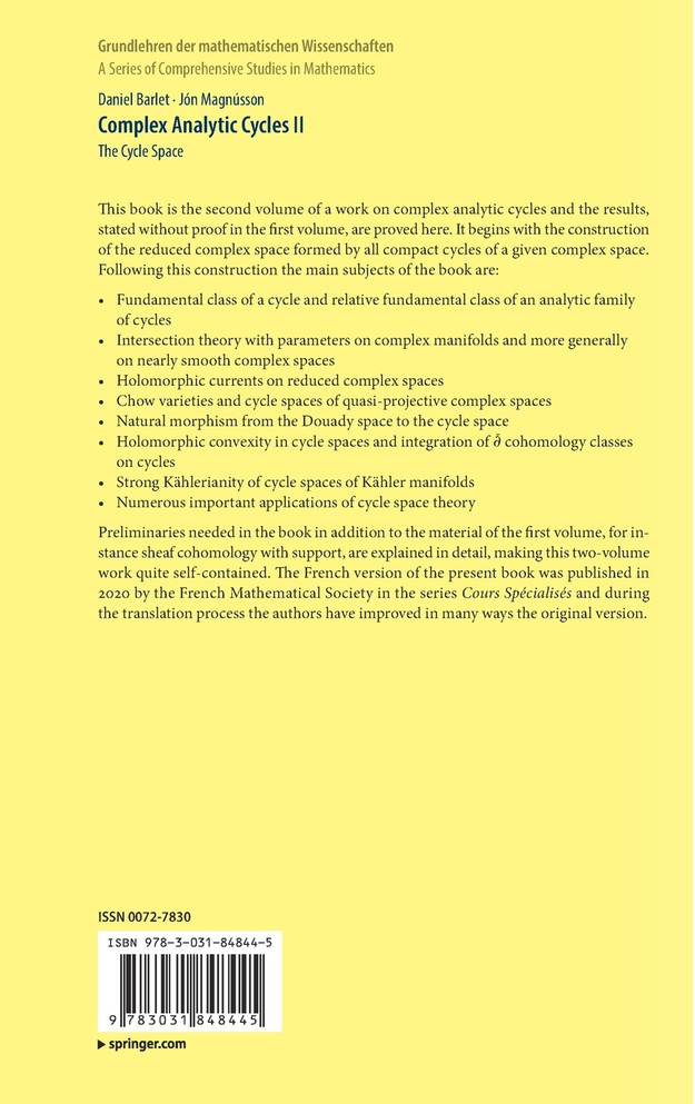 Complex Analytic Cycles II