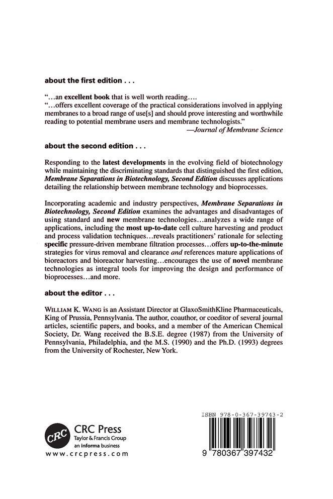 Membrane Separations in Biotechnology