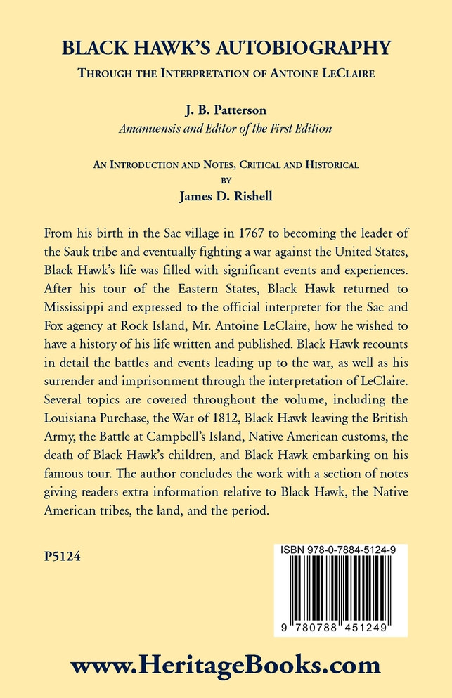 Black Hawk's Autobiography Through the Interpretation of Antoine LeClaire