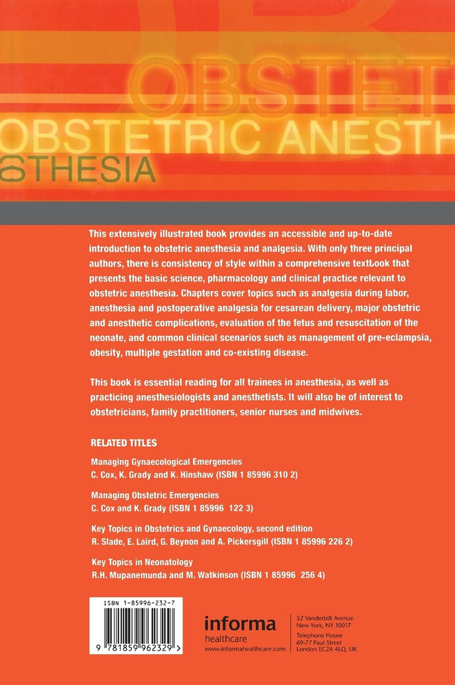 Handbook of Obstetric Anesthesia