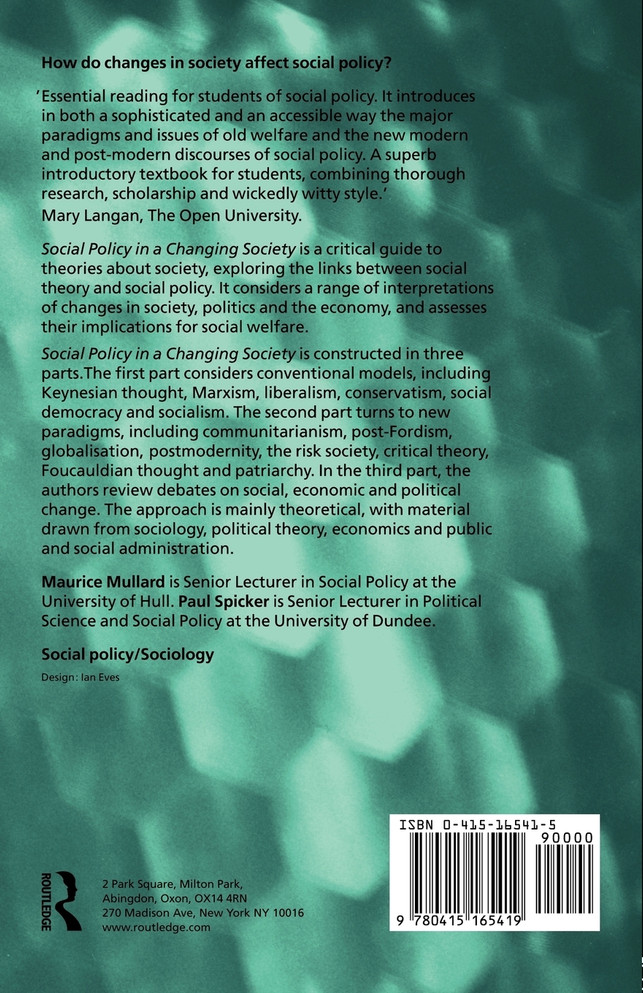 Social Policy in a Changing Society