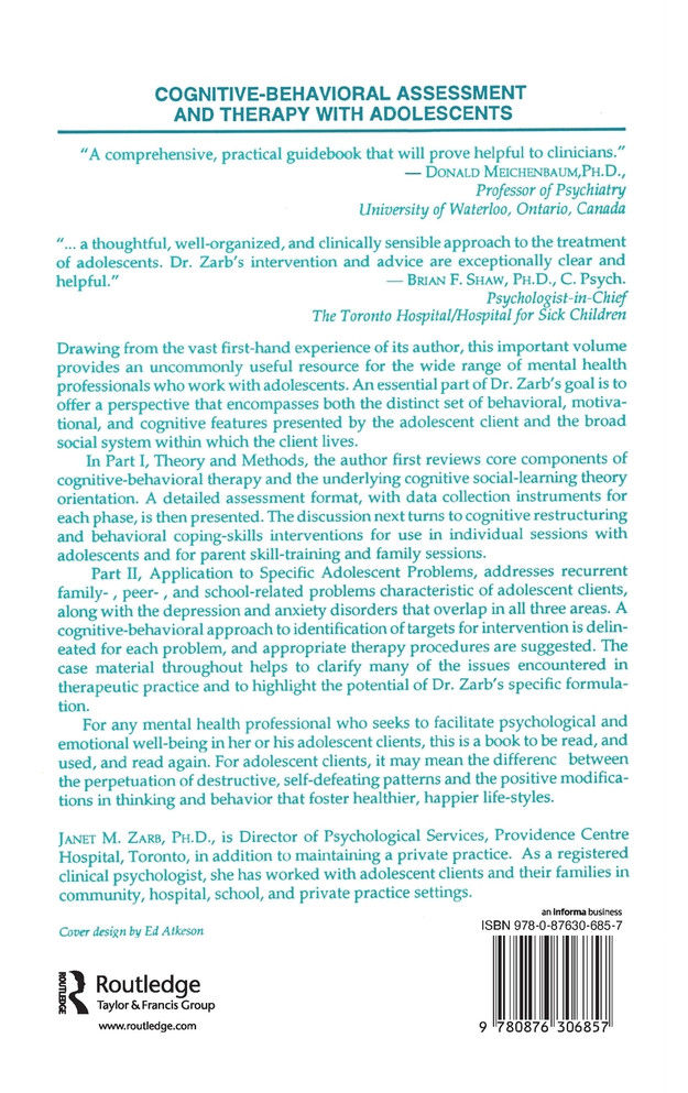 Cognitive-Behavioural Assessment And Therapy With Adolescents