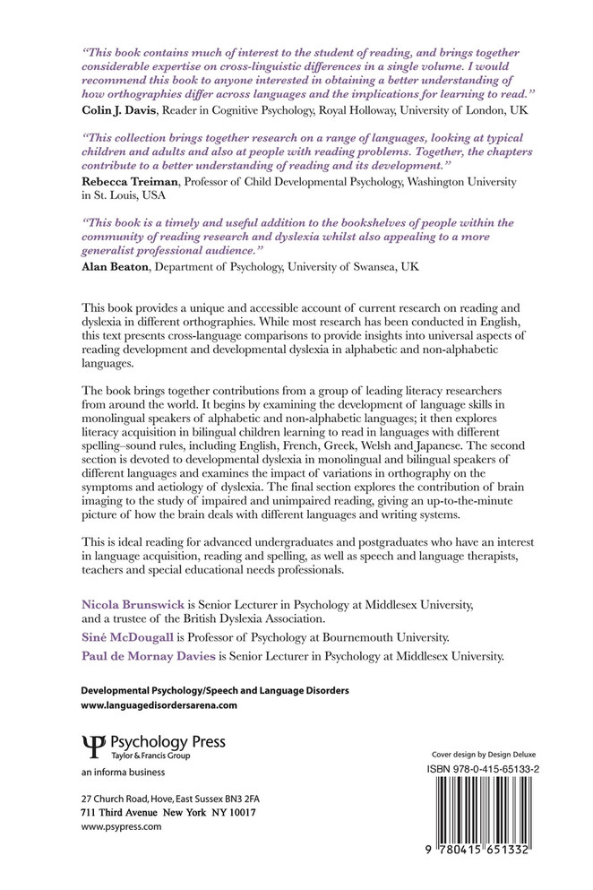 Reading and Dyslexia in Different Orthographies