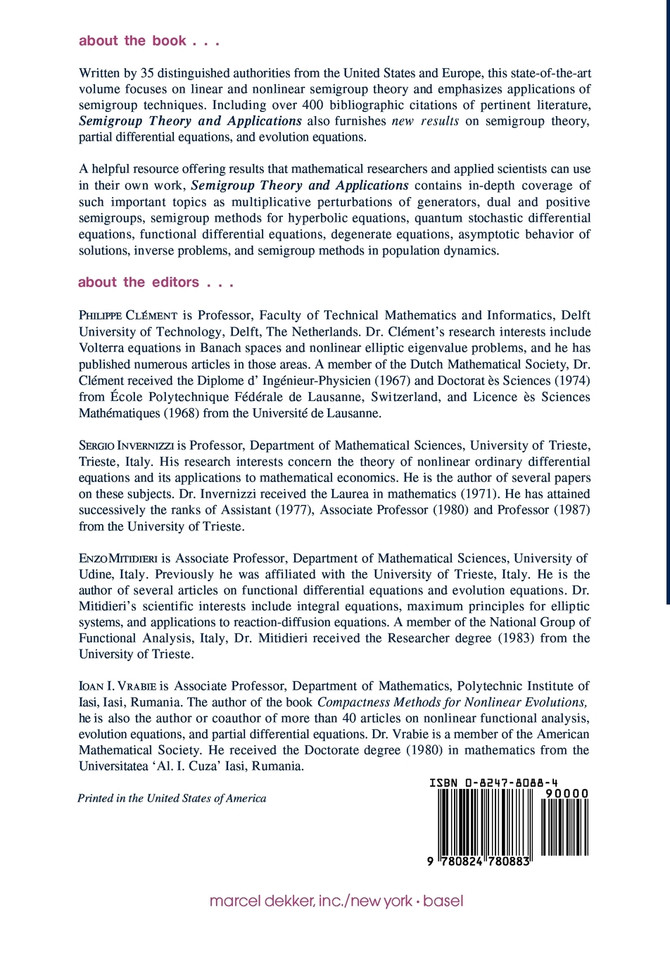 semigroup theory and applications