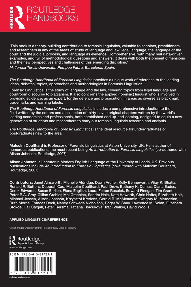 Routledge Handbook of Forensic Linguistics