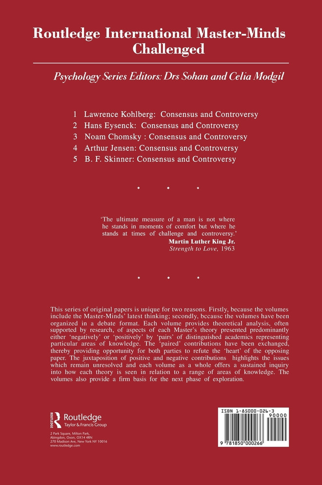 B.F. Skinner: Consensus And Controversy