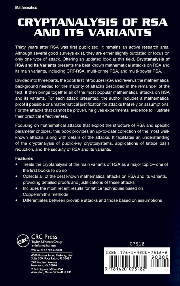 Cryptanalysis of RSA and Its Variants