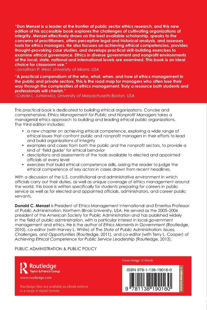 Ethics Management for Public and Nonprofit Managers